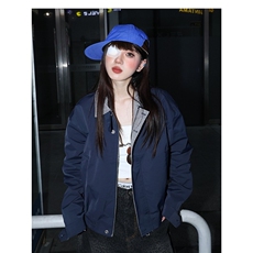美式复古格纹撞色拼接夹克上衣男女春秋宽松休闲情侣痞帅工装外套，男装夹克，星座1210-1