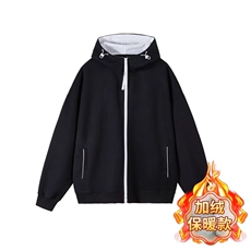 W10969加绒-P50网图现货撞色连帽卫衣加绒美式重磅开衫宽松上衣，男装卫衣，星座1608