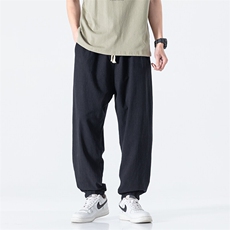 2025夏季新款大码风棉麻日系束脚休闲长裤哈伦裤K110P55，男装休闲裤，星座815（原A203）