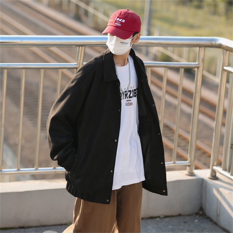 2024春秋季新款翻领简约休闲纯色复古夹克外套男情侣W06/P55,男装夹克,星座506
