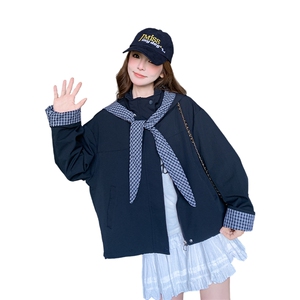 休闲减龄藏蓝色工装外套女春秋2025新款超火好看高级小众夹克上衣图片