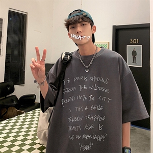 抖音得物二开 现货 220克夏装重磅美式高街宽松短袖t恤 MT154图片