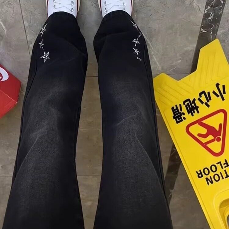 微喇牛仔裤男女2026年秋季新款高腰显瘦星星重工刺绣长裤NA543,男装牛仔裤,星座208-5