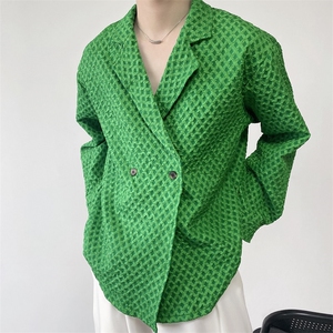 夏季防晒休闲西服衬衫宽松多巴胺痞帅男潮西装领衬衫106P80图片