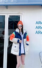 冬季新款撞色设计羽绒服，女装羽绒服，摩登风暴