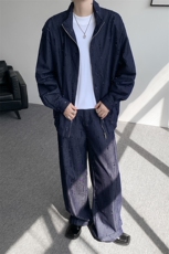 春秋男士韩系设计款牛仔割洞提花重工水洗长袖外套上衣P78，男装工装外套，电商B319