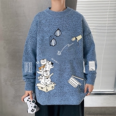 M19115-P45加绒款-P65加厚加绒毛衣男大码毛线衣男针织衫男线衫，男装针织衫/毛衣，电商A040