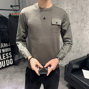 （店主风）绿秋冬针织衫毛衣男士圆领假两件打底衫C301B-MY10图片