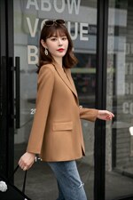 【现货】气质职场淑女咖色金纺外套，其它，水锦红