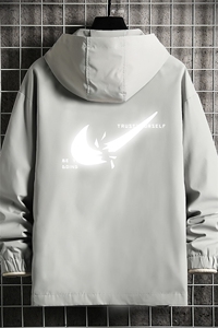 JK65111-P45 连帽夹克男大码胖子棒球服上衣外套 网格挂拍图片