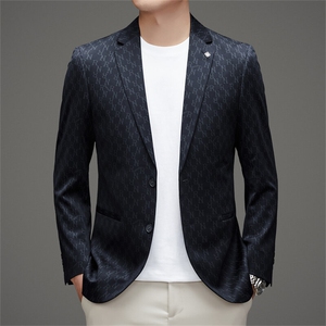 新款男装春秋薄款韩版休闲西服修身提花小西装MJ2680-P135图片