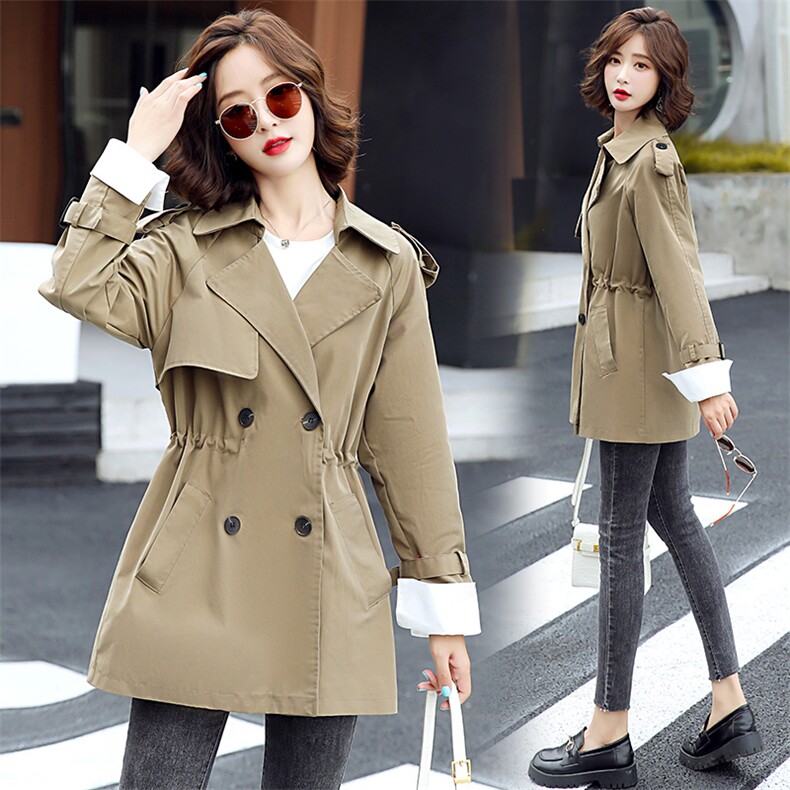 时尚简约大方气质优雅收腰显瘦休闲修身百搭潮流风衣外套，女装风衣，米雪儿
