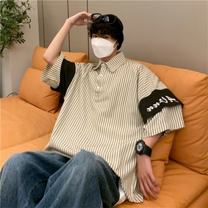 2025夏新款文艺ins简约时尚宽松翻领短袖衬衫 CC752 P35图片