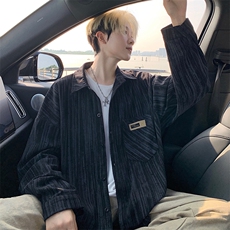 衬衫男春季新款港风宽松灯芯绒扎染长袖衬衣CS3097-P42，男装衬衫，星座214-3