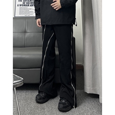 B221美式ins高街暗黑小众长拉链休闲微喇西裤LK23096-P70控98，男装休闲裤，电商B221