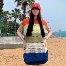 桔色无袖