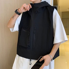 马甲男韩版潮流高街连帽2023春夏季新款ins宽松百搭外套W4739-P35，男装背心/马甲，星座412-2