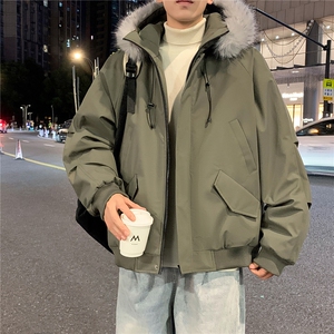 座山雕派克棉服貉子毛加厚外套图片