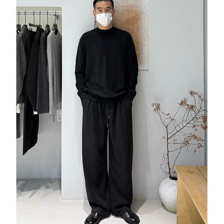 黑色休闲松紧腰香蕉卫裤2025冬季新款韩版宽松廓形保暖弯刀裤子男,男装休闲裤,星座506A