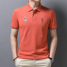 夏季新款爸爸夏装冰丝polo衫纯棉男士短袖t恤薄款翻领中年人衣服，男装T恤，电商B212（原钱塘6029）