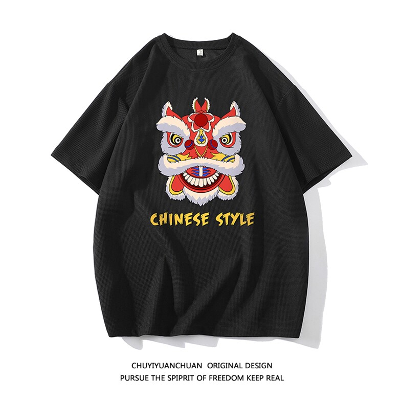华夫格t恤男短袖男大码五分袖 白底 HT73185-P22图片