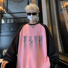 粉色拼黑袖
