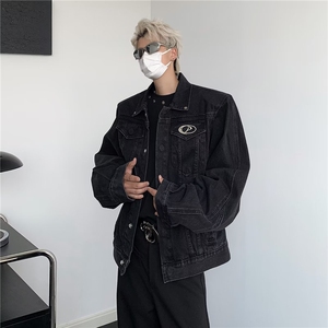 浅蓝色垫肩短款牛仔外套男春秋款高级感痞帅cleanfit夹克 JK8930图片