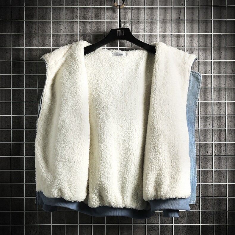 牛仔外套男大码加厚加绒衣男羊羔毛服男NM53260-P140网格,男装棉衣,电商A040A