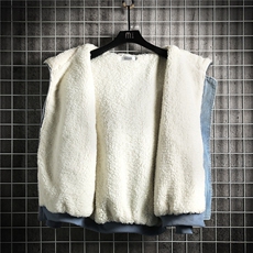 牛仔外套男大码加厚加绒衣男羊羔毛服男NM53260-P140网格，男装棉衣，电商A040A