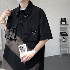 CS1133-P50控78小众高品质短袖设计感朋克风大码短袖衬衫T恤衫，男装T恤，电商A059