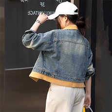 BAO牛仔外套女春秋短款25新款设计感休闲宽松立领夹克小个子上衣，女装牛仔外套，跑量工厂店