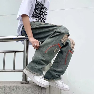 高街破洞牛仔裤男士韩版潮流痞帅2025夏季新款ins长裤RK2031-P42图片