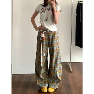 A797-特P40 网图现货 格子裤休闲裤原版面料送公仔挂坠和腰绳图片