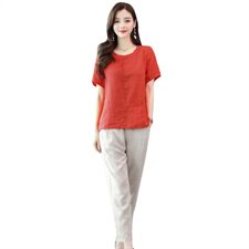 时尚套装女2021年夏季时尚气质棉麻套装两件套，女装套装/套裙，悠米