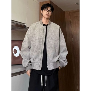 美式潮牌复古棒球服外套男士春秋2025新款飞行员机车PU皮夹克图片