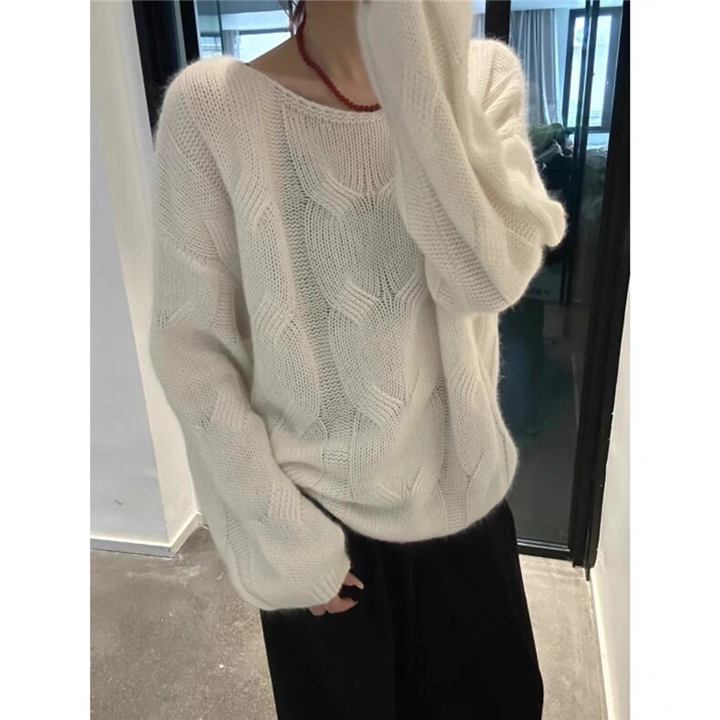 时尚百搭女士羊毛衫简约立体绞花设计羊毛温暖舒适,女装羊毛衫,思途羊绒
