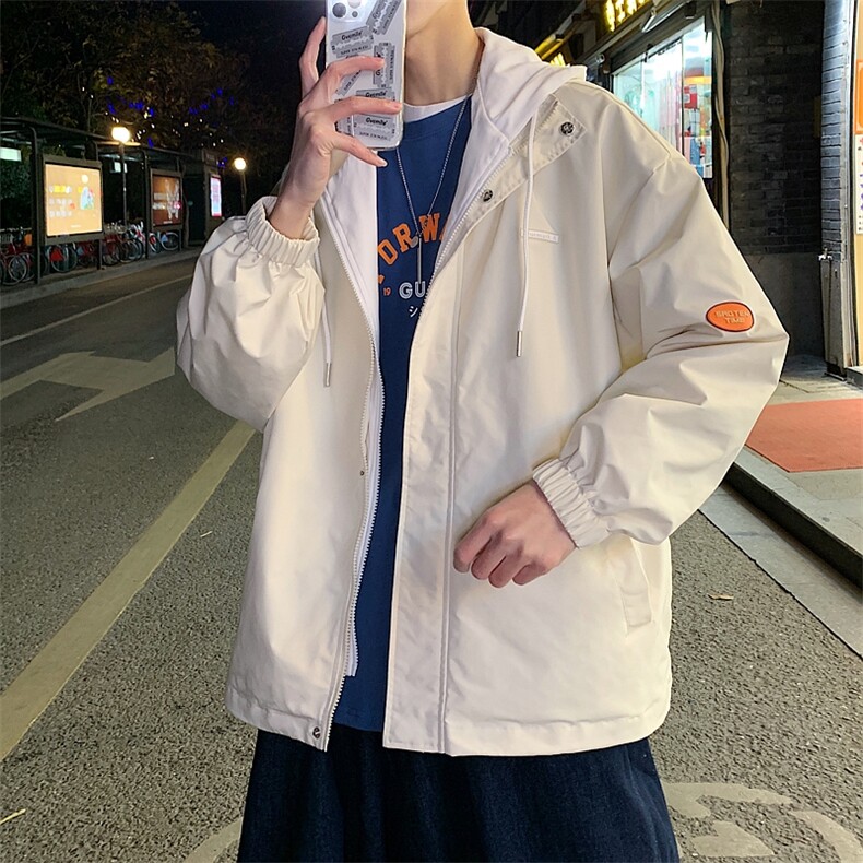 学院风夹克男春秋季男士休闲连帽外套潮流臂章A266-JK2122-P55,男装夹克,电商A266