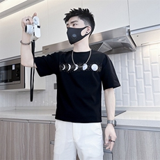 月有阴晴圆缺烫钻短袖T恤男社会小伙高级感301C-DT88-P48控68，男装T恤，星座301C（原B323）