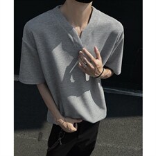 特批250克男装夏季新款大码宽松短袖T恤夏装V领打底衫S399P20，男装T恤，电商A233-1