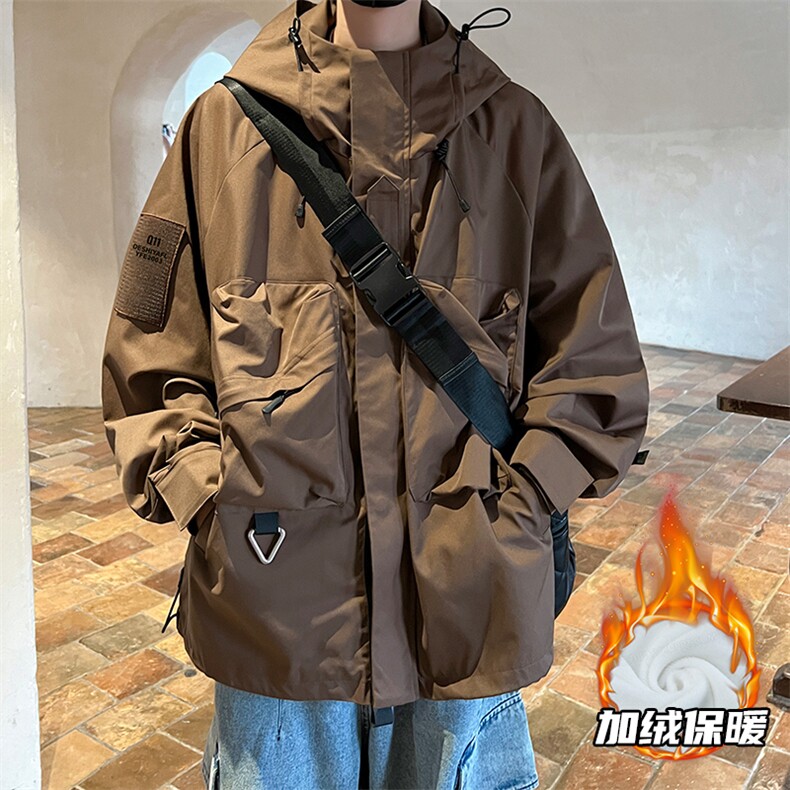 8XL-M特大码冲锋衣防水宽松工装风男夹克外套JK1306P90控118图片
