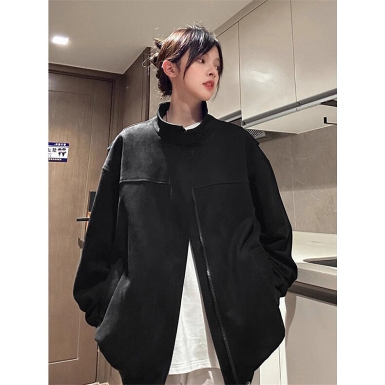 麂皮绒宽松外套潮牌男春秋欧美街头oversize情侣夹克W6819-P52,男装夹克,星座412-3