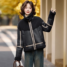 【现货主推】2024年冬季新款皮毛一体加绒服，女装短外套，魅丽静蓝