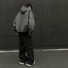 冬装24新款连帽宽松PU皮棉衣大码男装刺绣棉服棉袄外套S371-P138，男装棉衣，电商A233-1