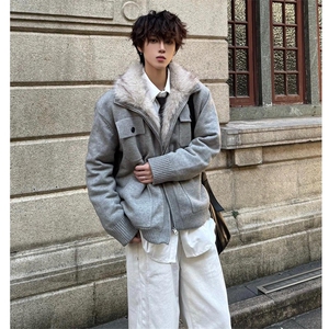 网 座山雕棉服男款冬季加绒加厚外套短款保暖棉衣B90-P128图片