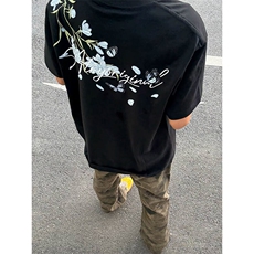 万针全刺绣解构设计260克重磅双纱纯棉高品质美式高街短袖T恤特35，男装T恤，电商A486-1