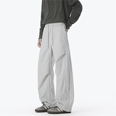 无影墙细格纹三杠织带褶皱大码M-5XL速干休闲裤CK78059P55控88，男装休闲裤，星座227-7