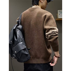 美式复古潮牌拼接撞色针织衫毛衣男士冬季新款宽松休闲M5019-P57，男装针织衫/毛衣，星座208-5