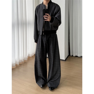 老钱风 抖音面料格纹双面穿短款飞行员夹克外套 W1803/特P88图片