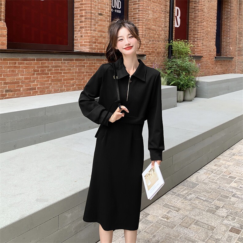 【现货】假两件气质显瘦收腰连衣裙P115K168,女装连衣裙,2C316