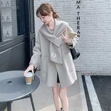 韩版设计感披肩双面羊绒大衣女2025年秋冬季新款显瘦加厚毛呢外套，女装双面呢大衣，半夏